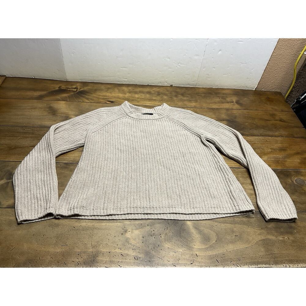 Quince 100% Organic Cotton Fisherman Crew Sweater Cement Marl Beige | Sz Small